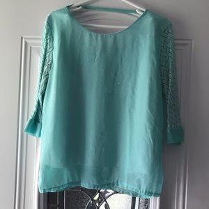 Blouse in aqua blue
